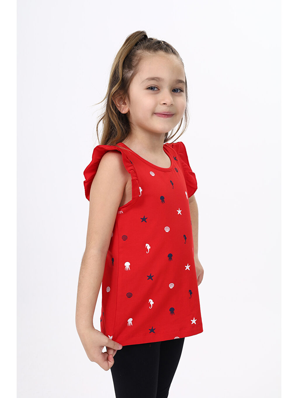 Kırmızı Kız Çocuk Baskılı Atlet-2