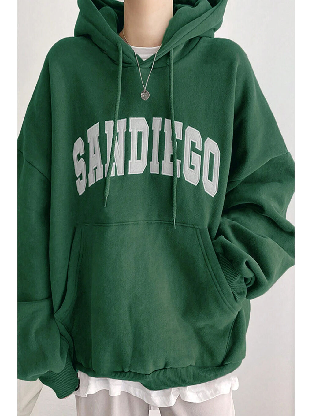 uyguntarz Yeşil Sandiego Baskılı Oversize Sweatshirt