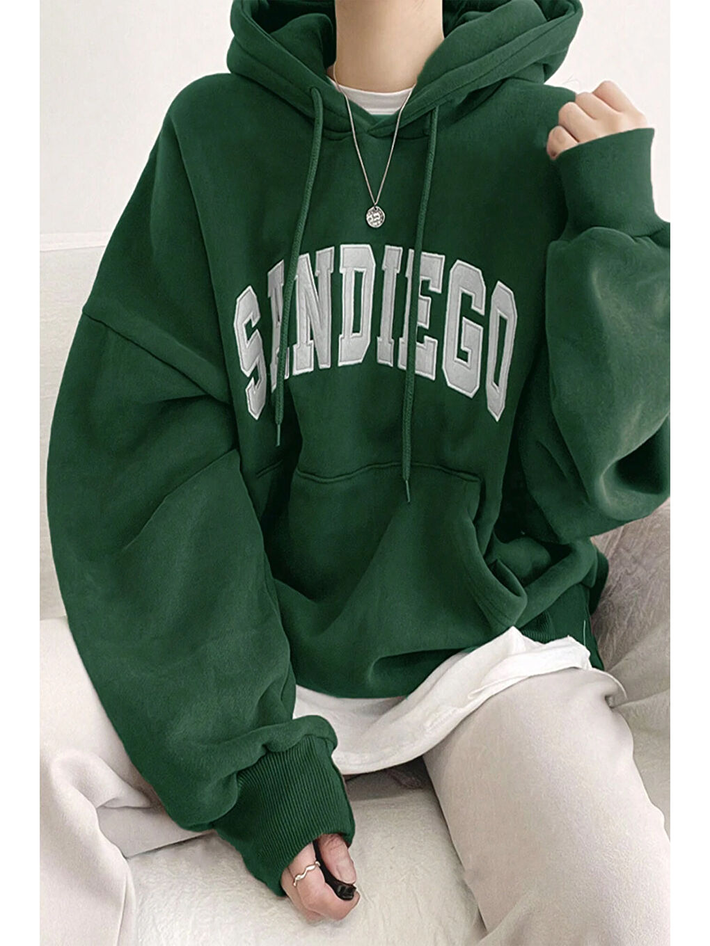 uyguntarz Yeşil Sandiego Baskılı Oversize Sweatshirt - 1