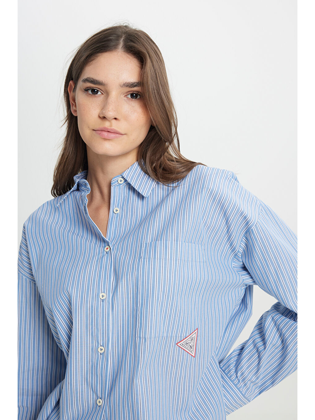 Loose Fit Rahat Kesim %100 Pamuk İndigo Gömlek-4