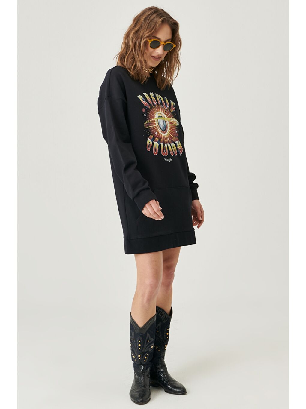 Siyah Regular Fit Rahat Kesim %100 Pamuk Elbise-4