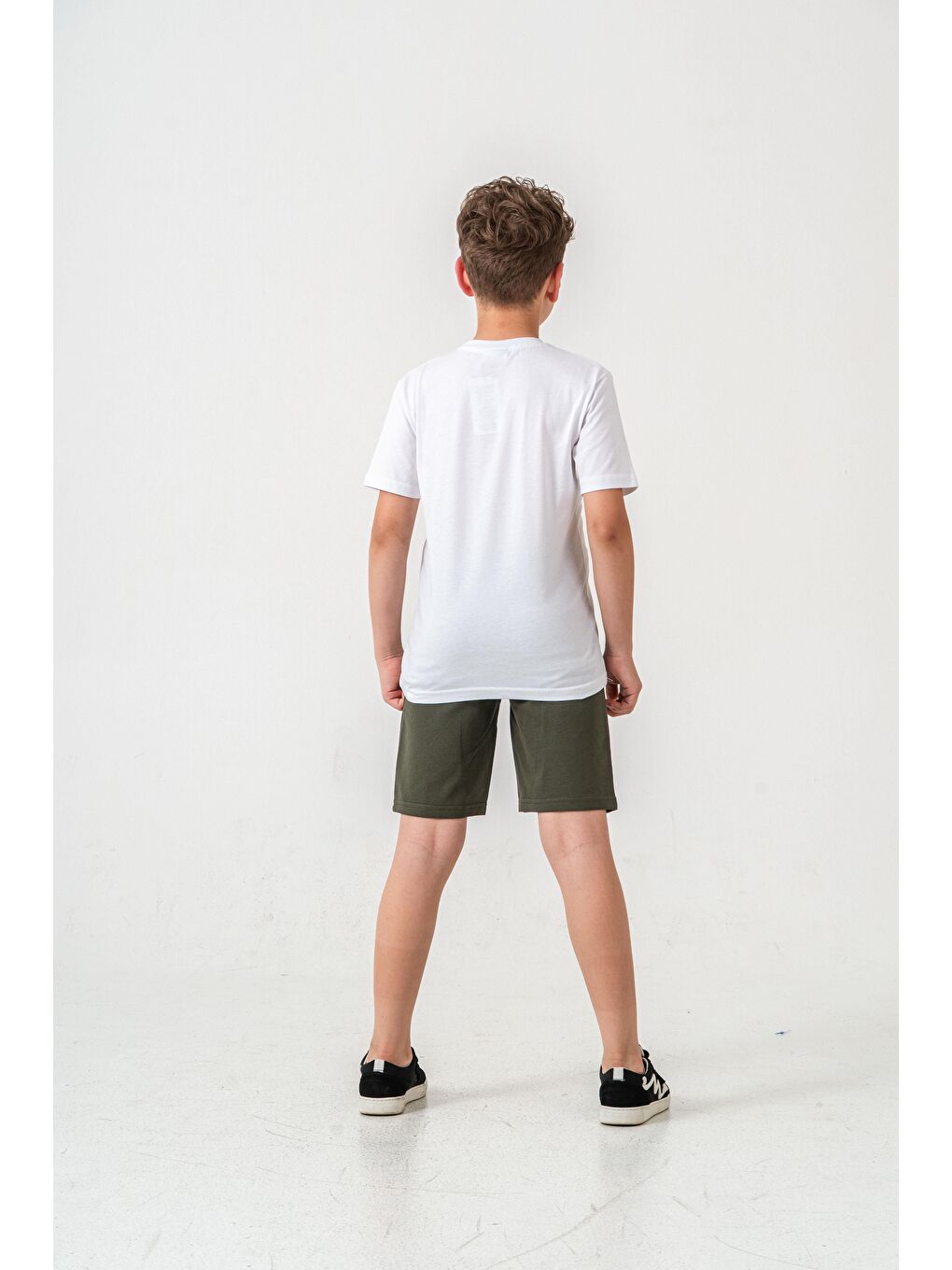 Haki Vacation Time Baskılı Bacak  Baskı Detaylı  Erkek Çocuk Şort - Tişört Takımı-4
