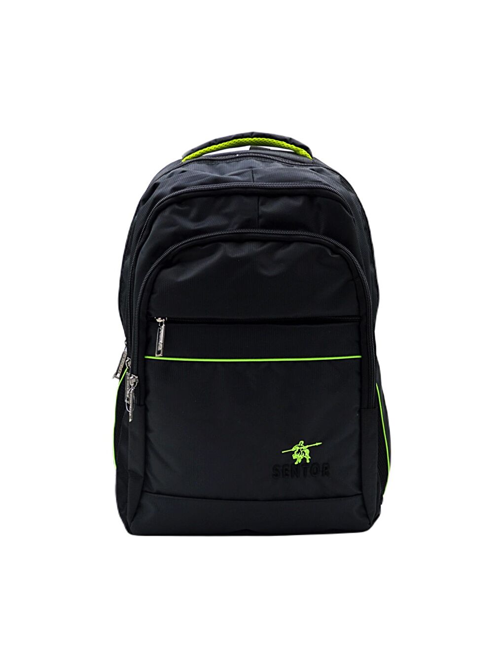 4 Bölmeli Laptop Bölmeli Okul Sırt Çantası Yeşil Çizgili