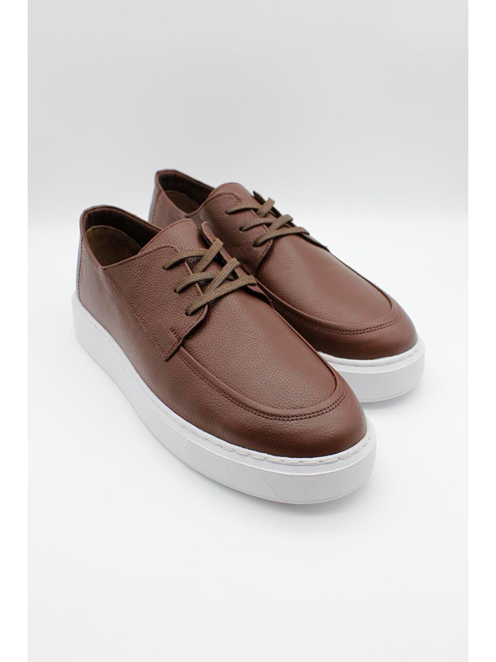 Koyu Kahverengi Hakiki Deri Bağcıklı Eva Taban Casual Ayakkabı 1033240158-2
