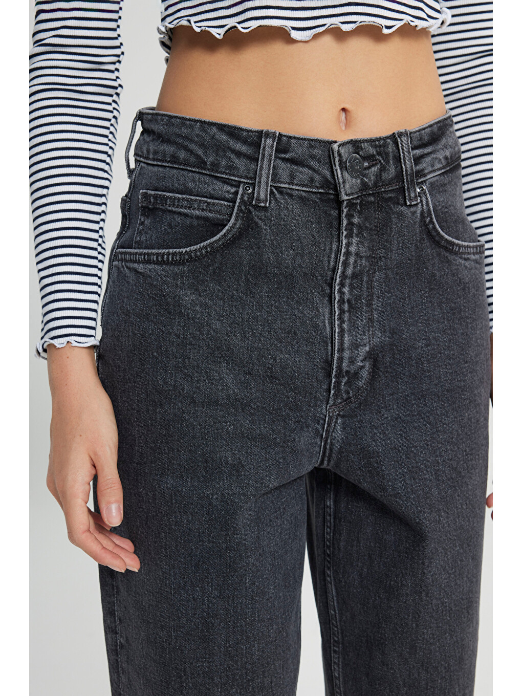 Antrasit Regular Fit Normal Bel Esnek Jean Pantolon-4