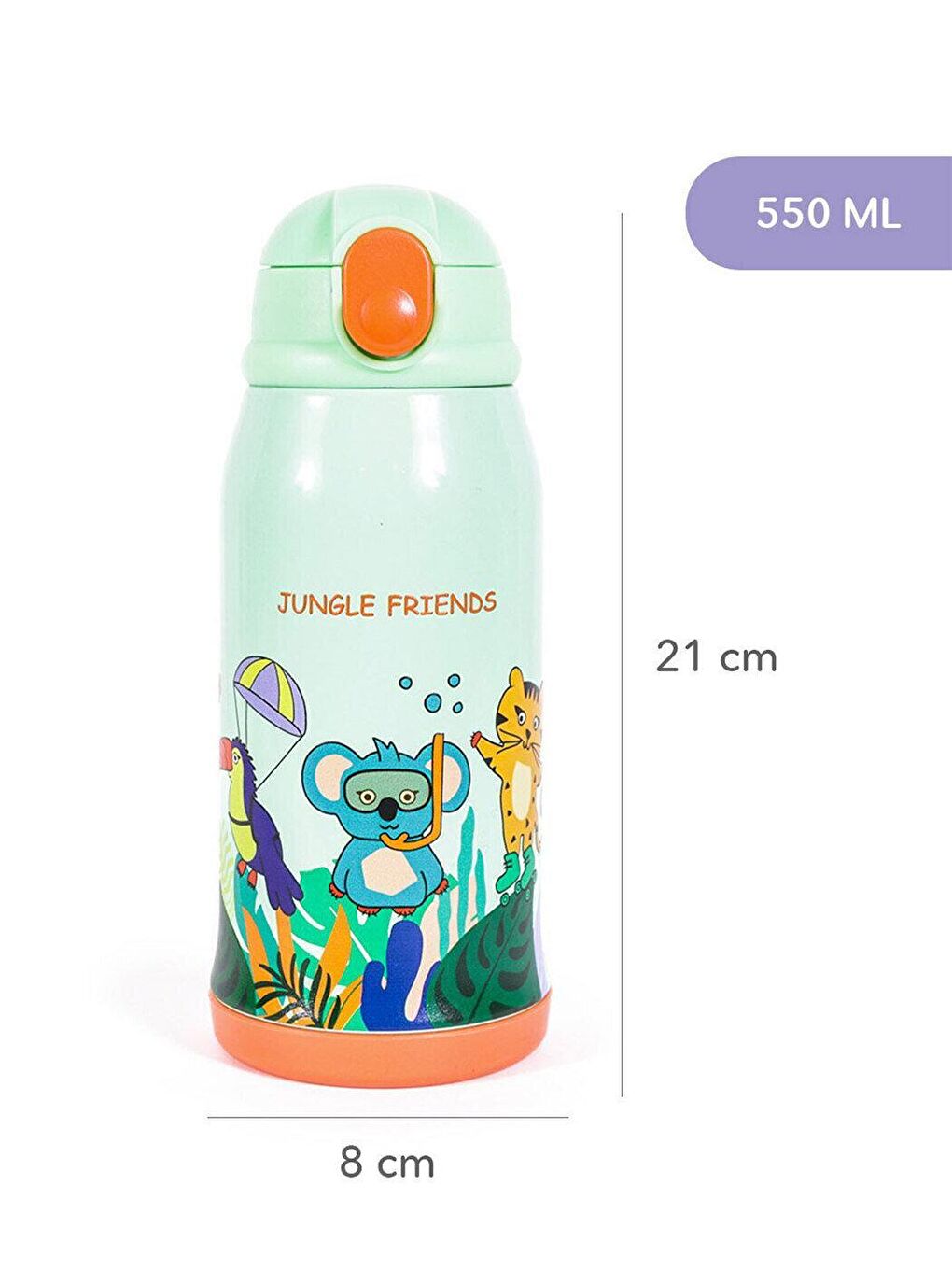 Çelik Çocuk Matarası Çantalı Jungle Friends 550 ml-4
