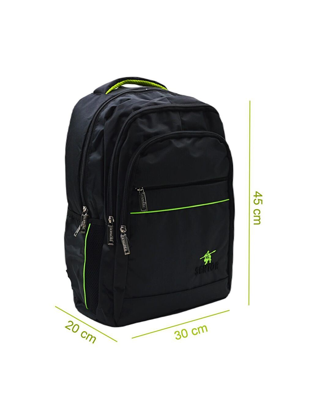 4 Bölmeli Laptop Bölmeli Okul Sırt Çantası Yeşil Çizgili-1