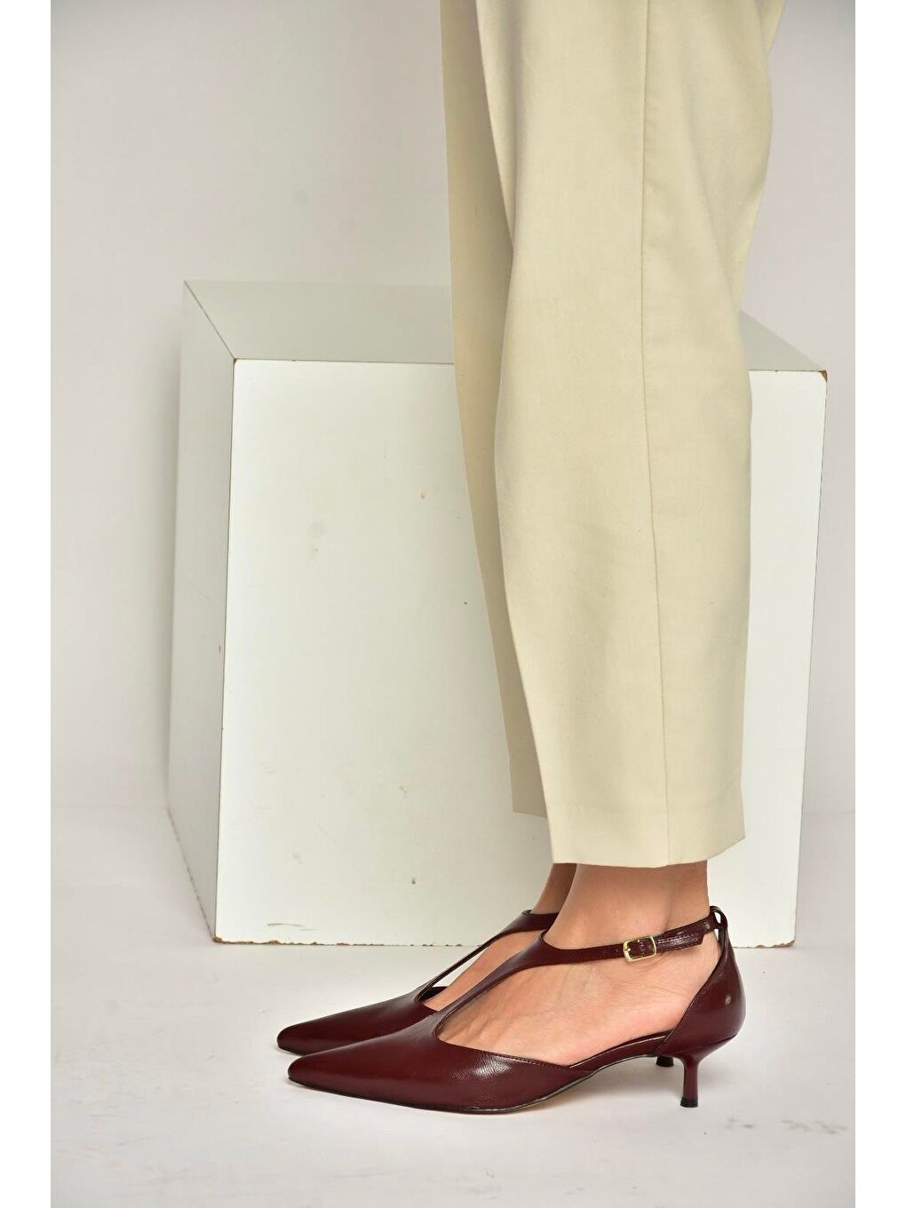 Bordo Kadın Topuklu Ayakkabı Y480569960-1