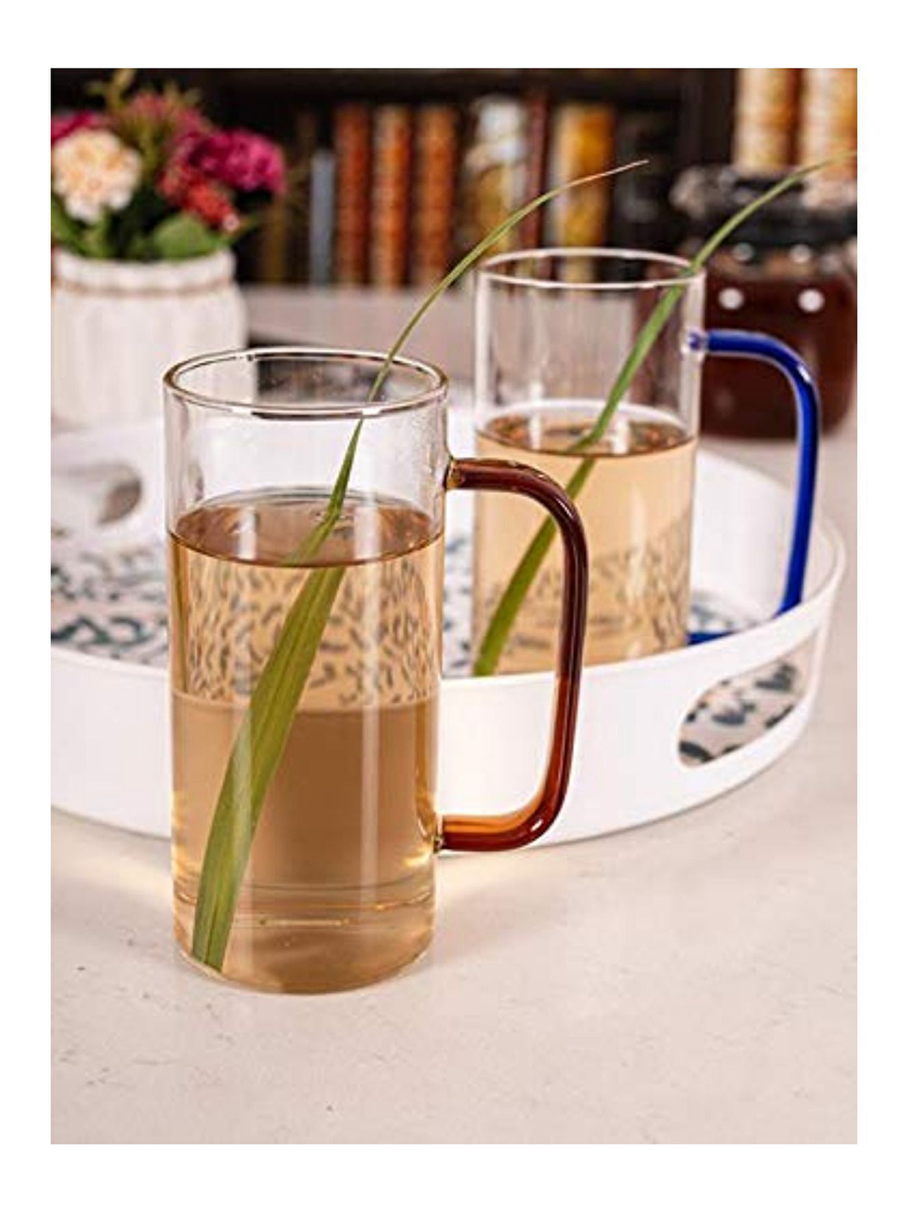 Renksiz Sarı Renkli Borosilikat Cam Yuvarlak Kulplu Kupa 400 ml 6 Adet-4