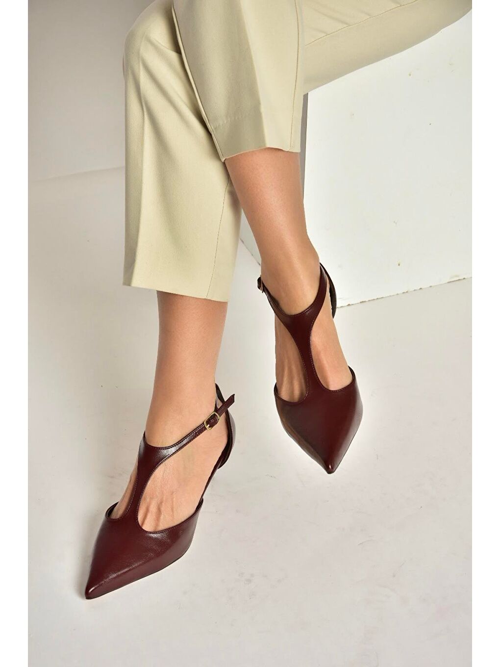 Bordo Kadın Topuklu Ayakkabı Y480569960-2