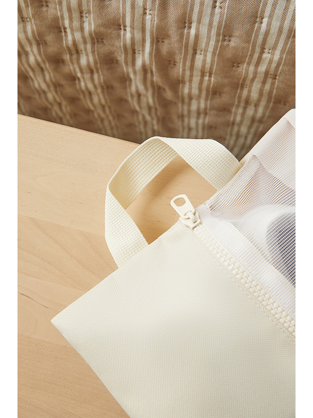 Bej Renk Fileli Oxford Kumaş Ayakkabı Düzenleyici Taşıma Çantası 22 X 40 X 9 Cm-3