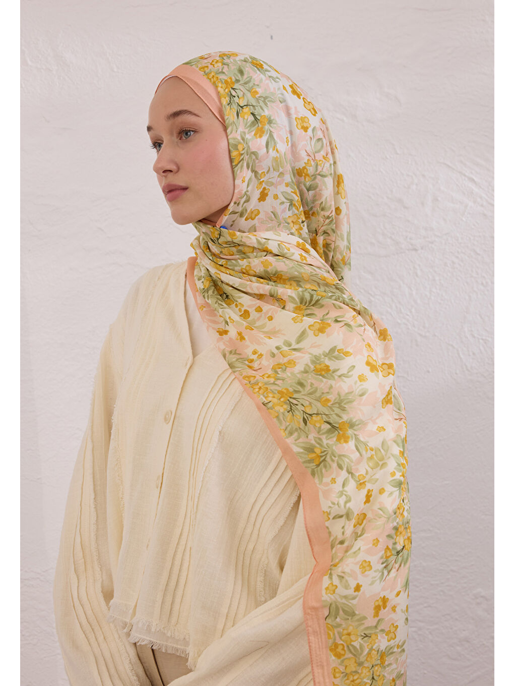 Pembe Emmett Desen Rami Şal Somon-2