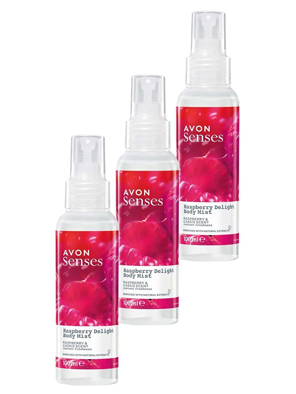 AVON Renksiz Raspberry Delight Frambuaz ve Frenk Üzümü Kokulu Vücut Spreyi 100 Ml. Üçlü Set