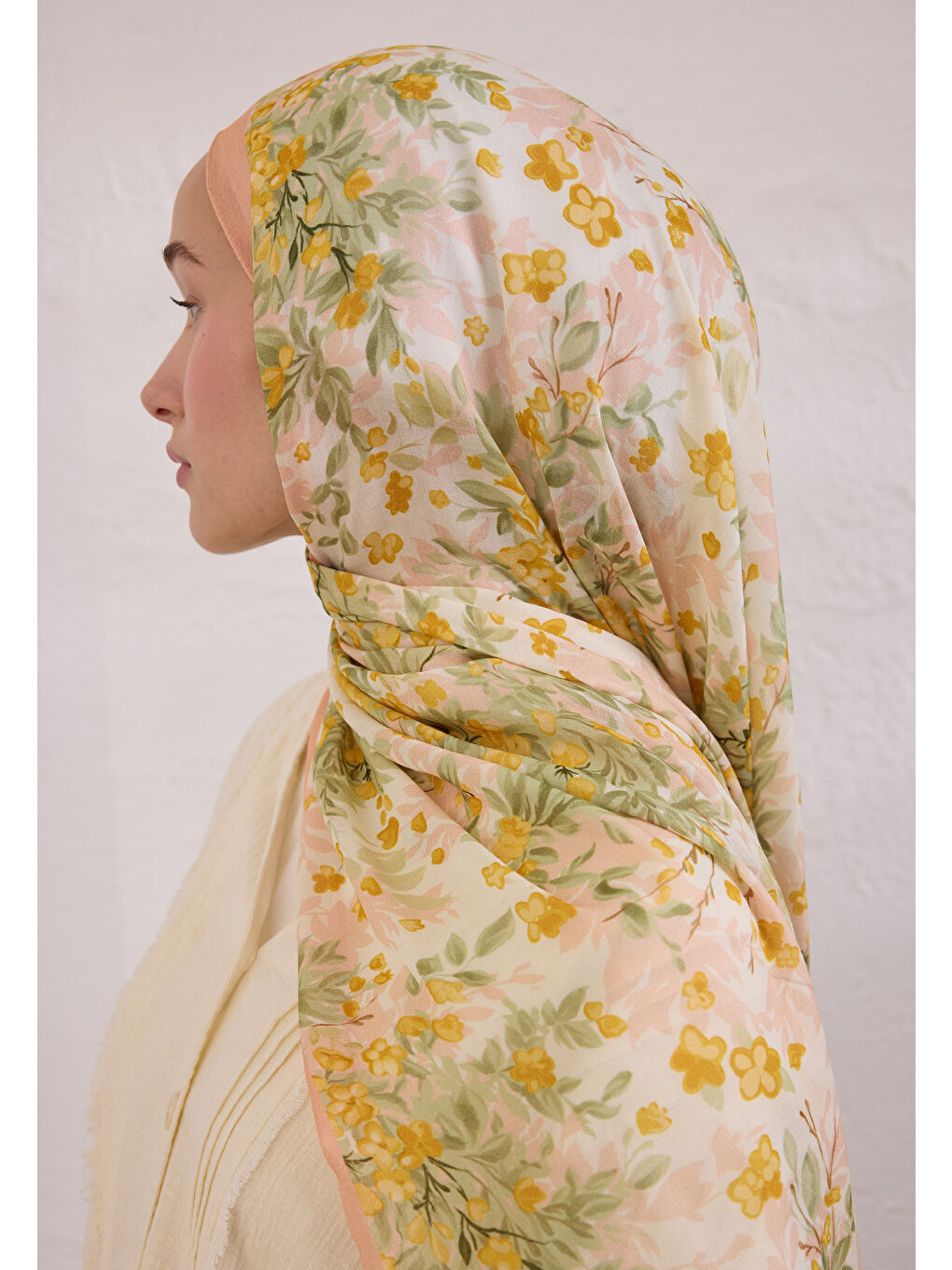 Pembe Emmett Desen Rami Şal Somon-3