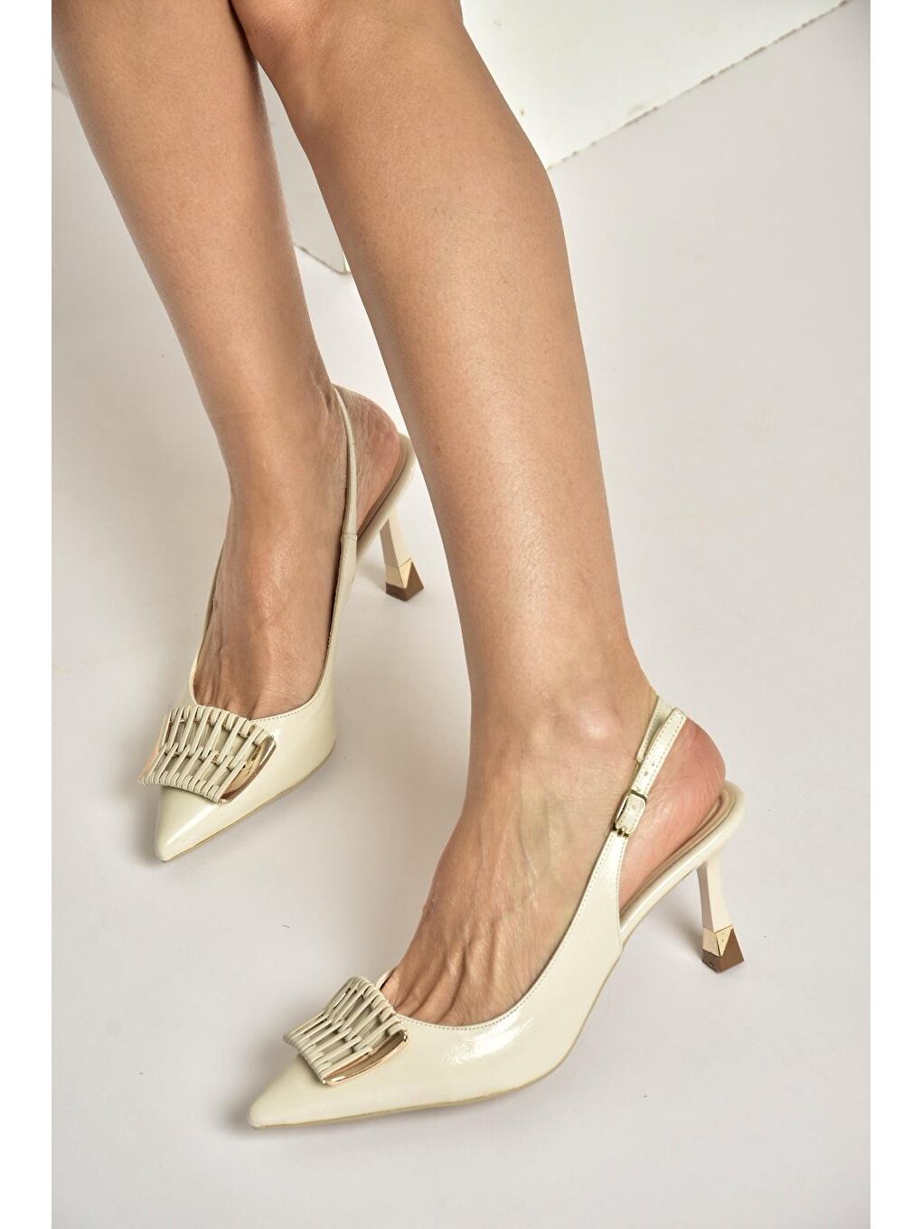 Bej Kadın Topuklu Ayakkabı Y308203160-3