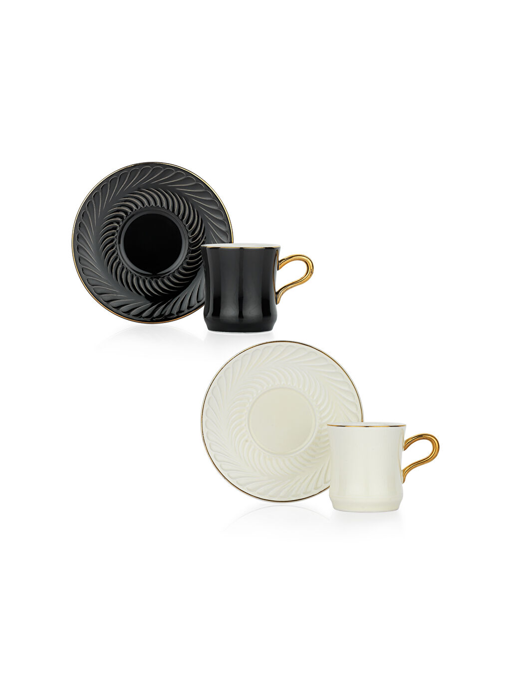 Siyah Glossy 2 Kişilik Kahve Fincan Seti 4 Parça-Asorti07-1