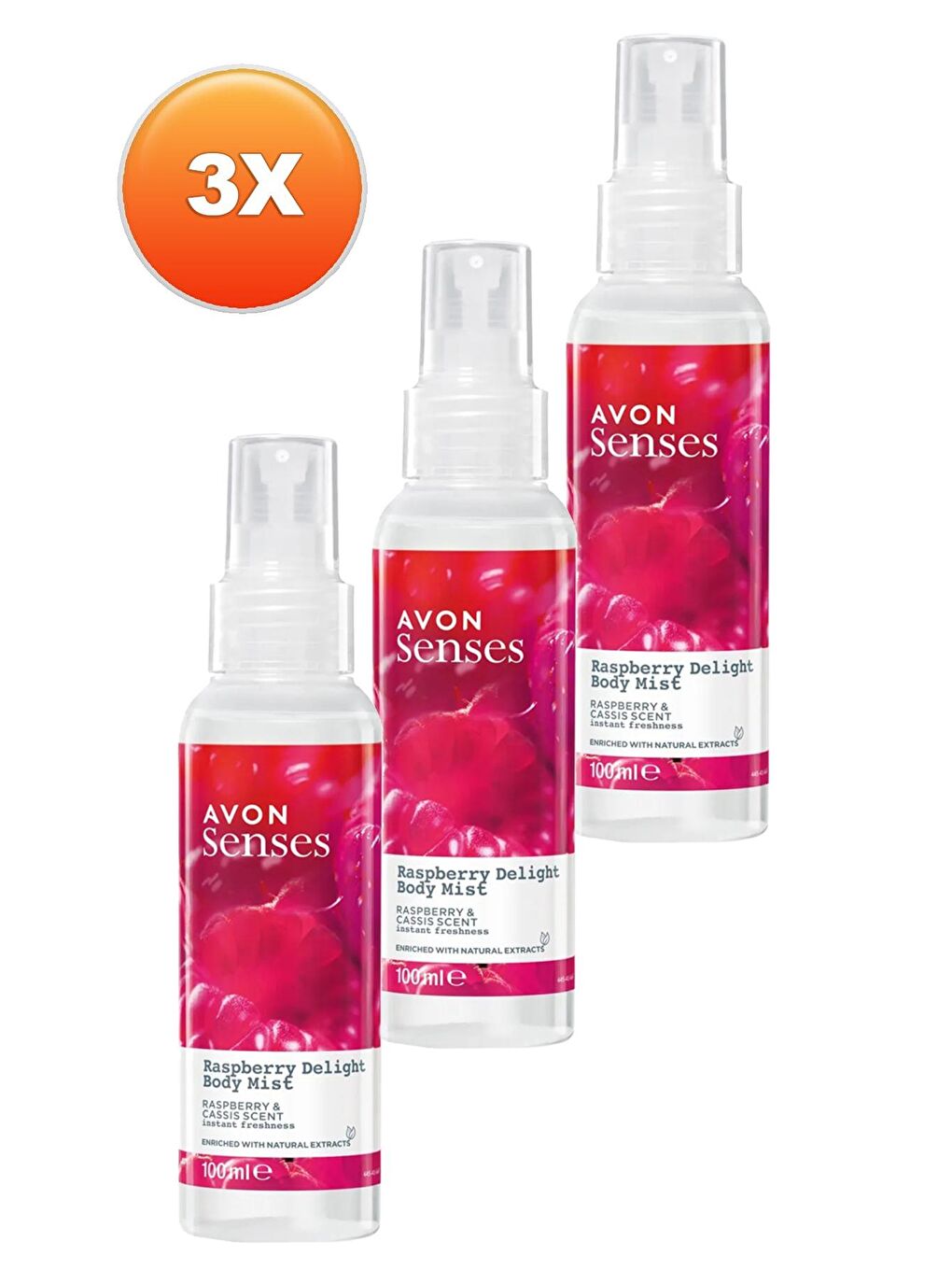 AVON Renksiz Raspberry Delight Frambuaz ve Frenk Üzümü Kokulu Vücut Spreyi 100 Ml. Üçlü Set - 1