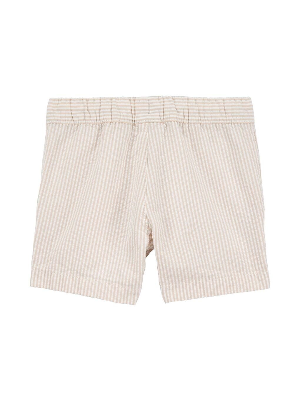 Bej Küçük Erkek Çocuk Beli Lastikli Şort-1