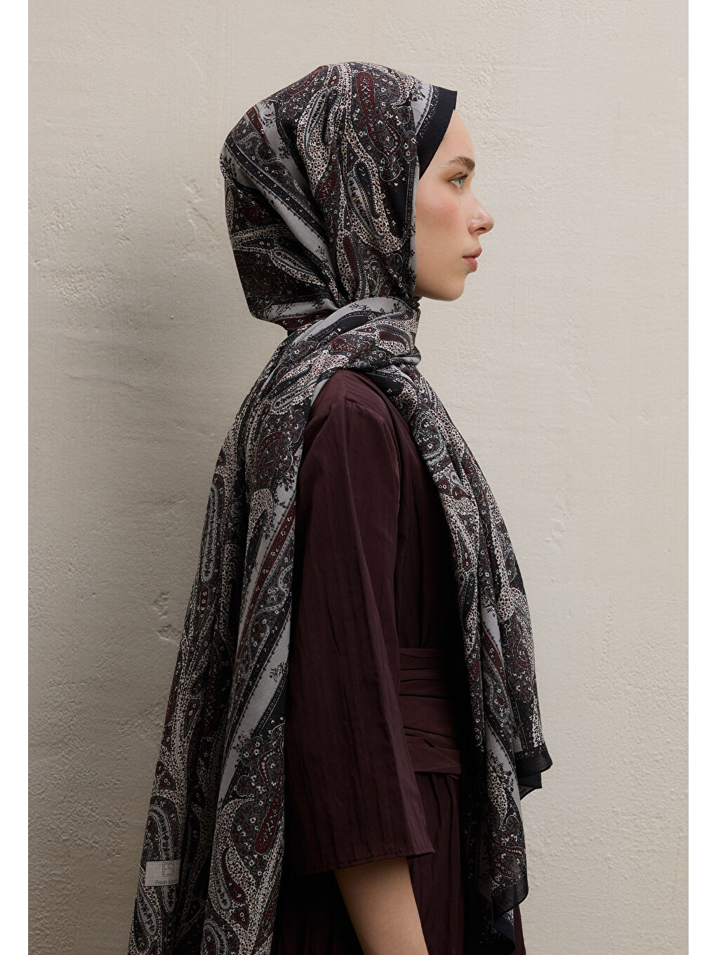 Paısley Elegance Desen Şal Siyah-1