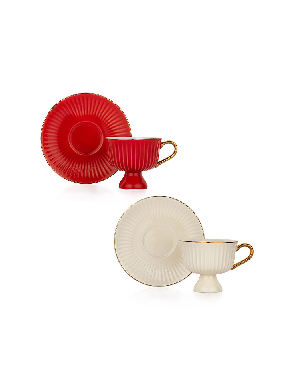 Kırmızı Glossy 2 Kişilik Kahve Fincan Seti 4 Parça-Asorti06-1