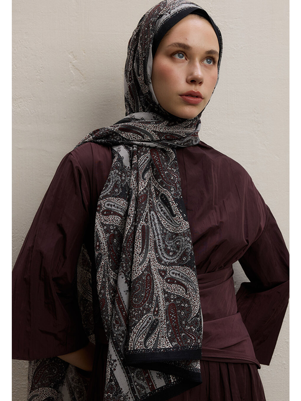 Paısley Elegance Desen Şal Siyah-2