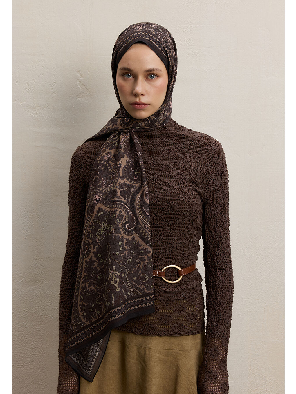 Kahverengi Emerald Desen Şal Acı Kahve