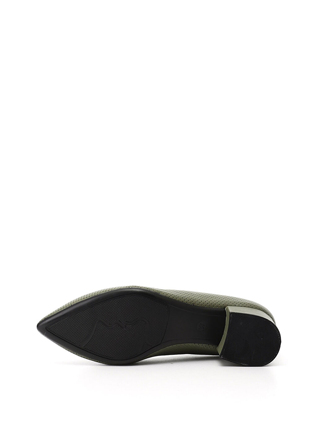 Yeşil Kadın YEŞİL Kısa Kalın Topuklu Hakiki Deri Ayakkabı-3