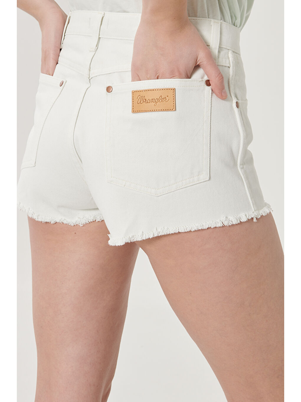 Beyaz Denim Jean Şort-4