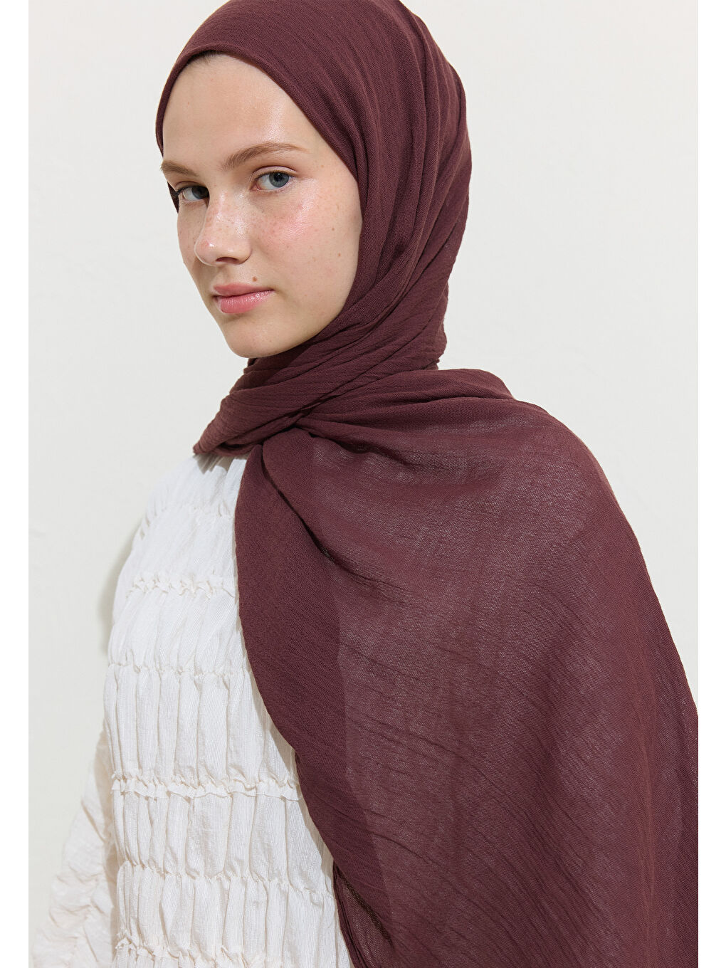 Mor Pamuklu Keten Şal Turkısh Coffee-2