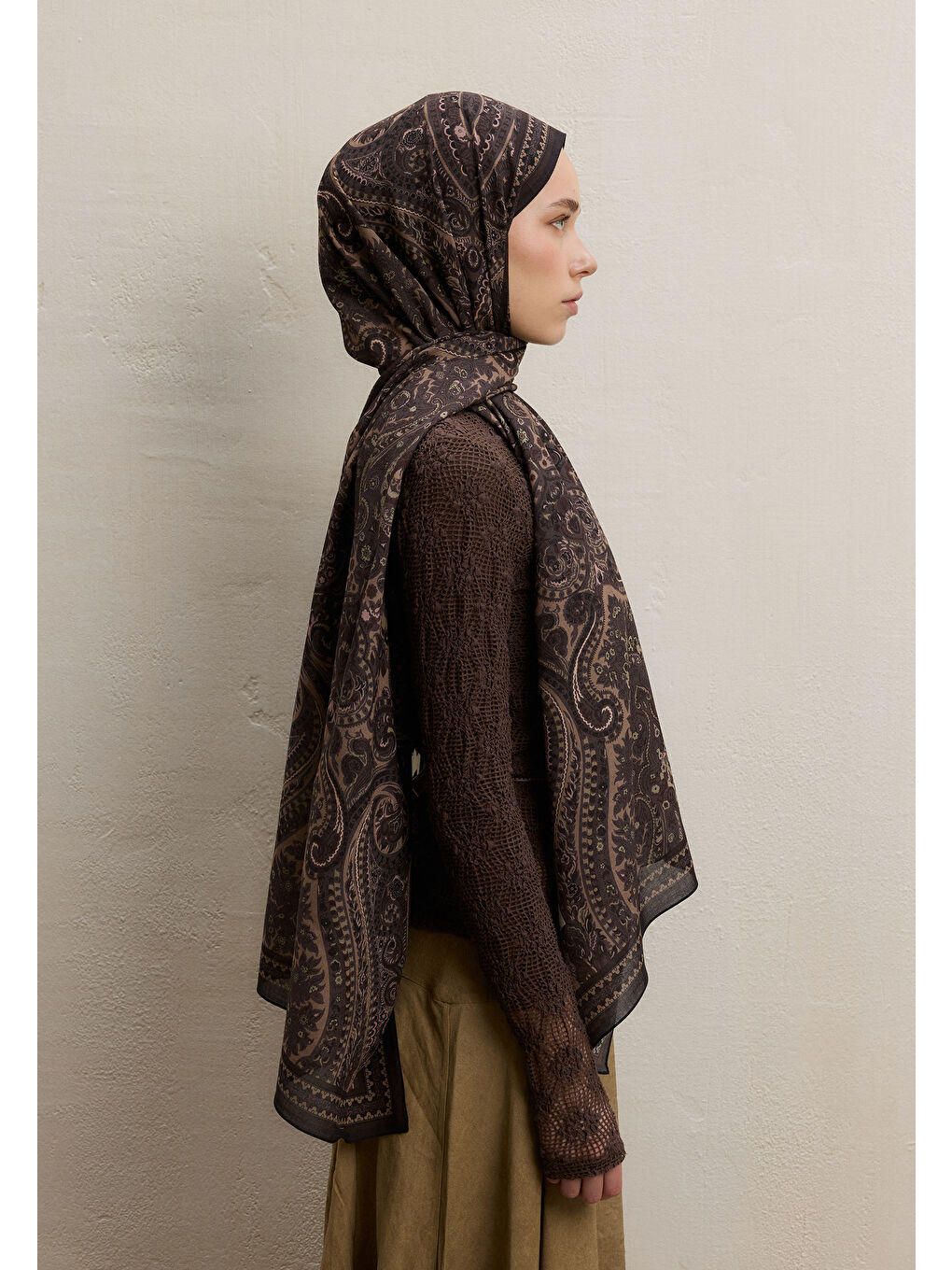 Kahverengi Emerald Desen Şal Acı Kahve-2