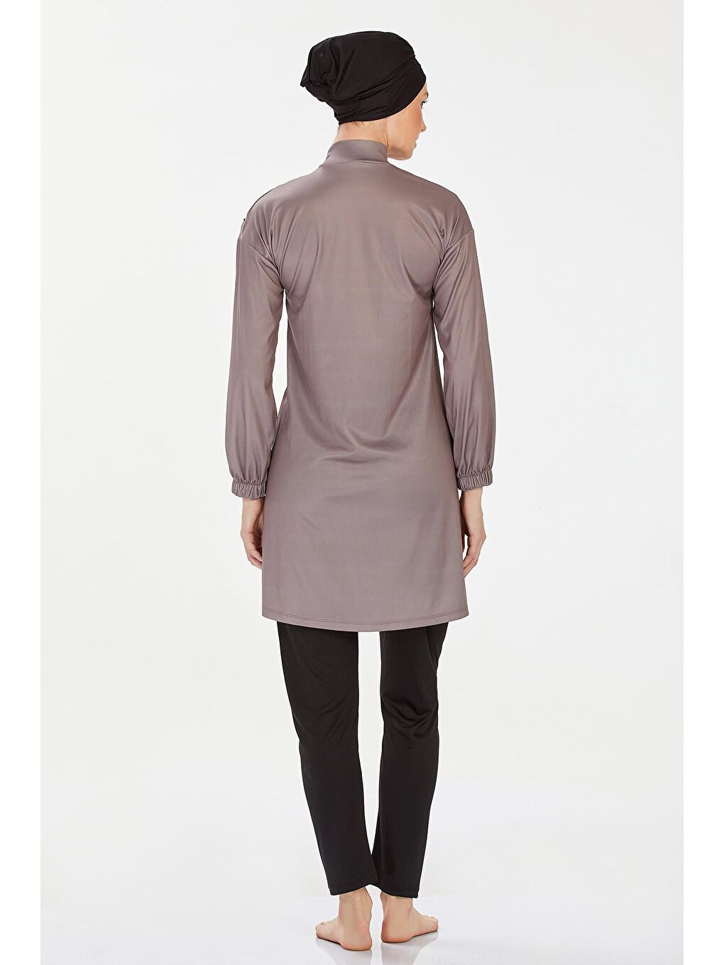 Bej Elastanlı Tam Kapalı Tesettür Mayo  Alanı 9238 Vizon-3