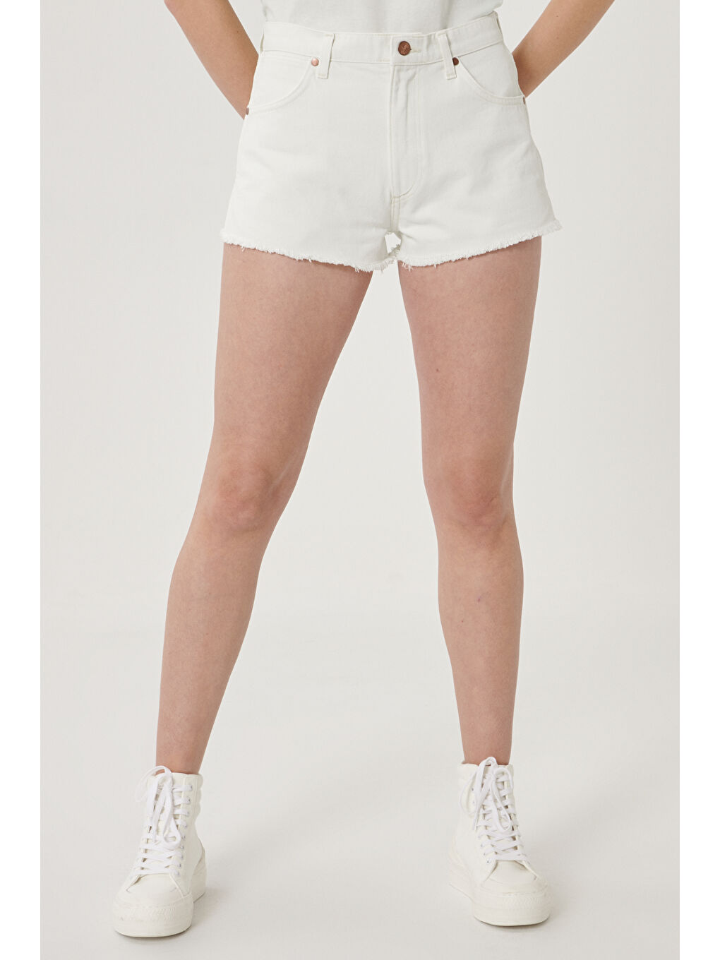 Beyaz Denim Jean Şort-5