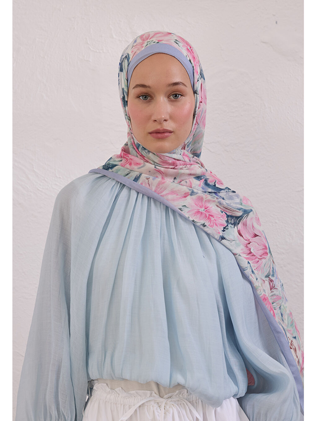 Pure Flora Desen Rami Şal Pembe-1