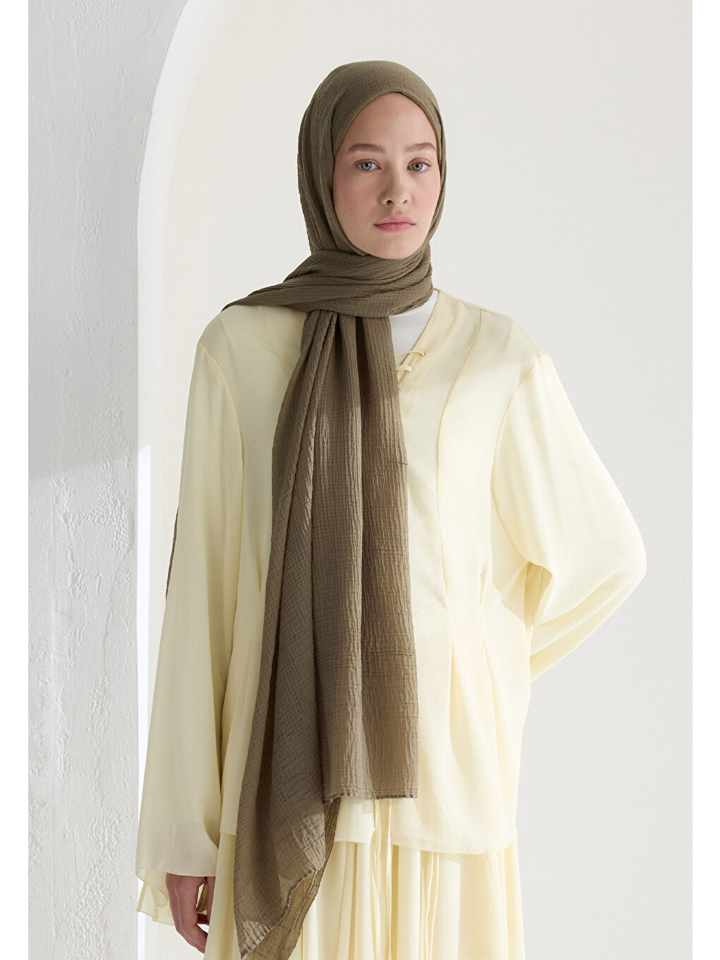 Yeşil Modal Krinkıl Şal Biberiye-2