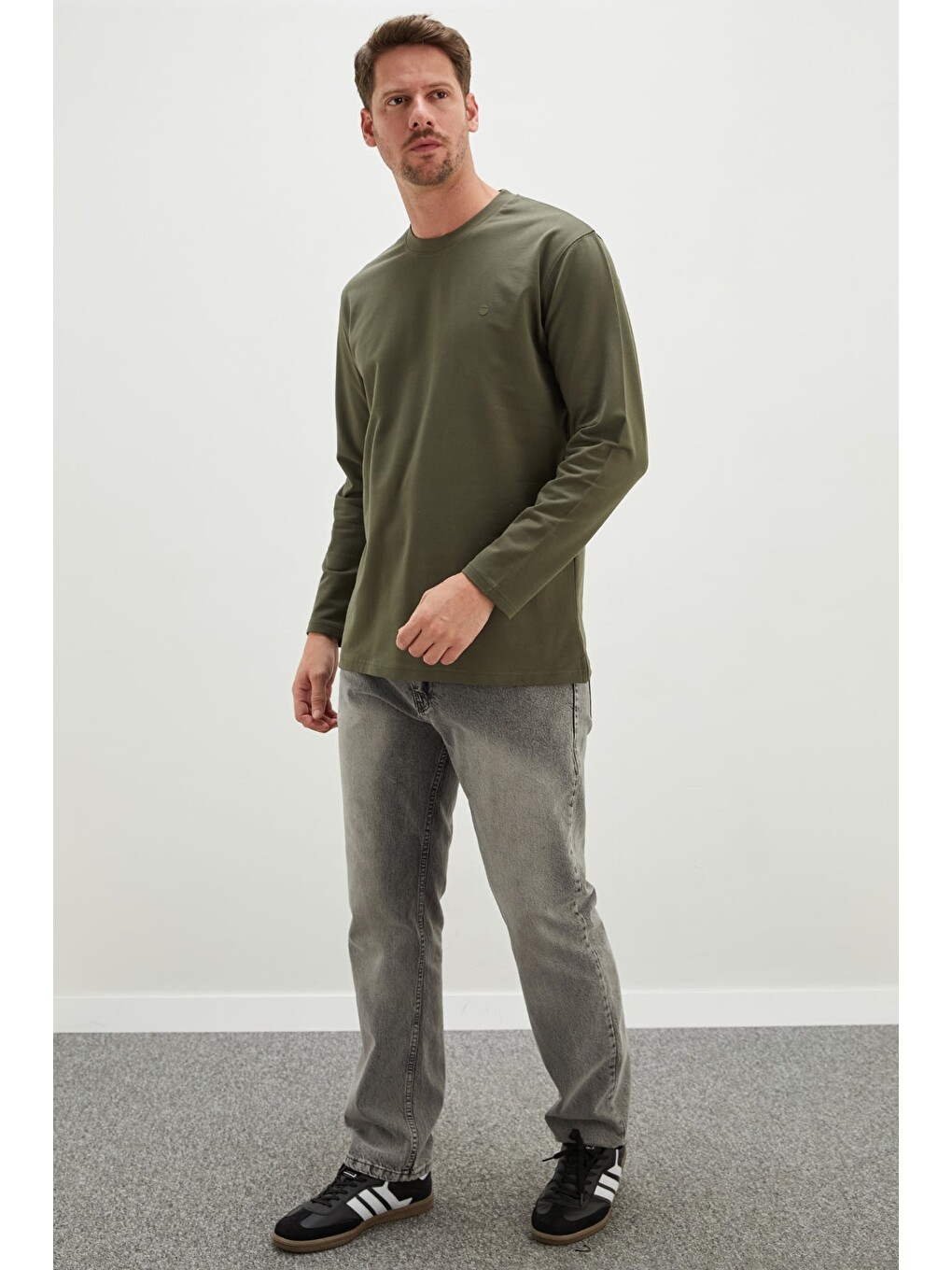 Yeşil Baskılı Bisiklet Yaka Sweatshirt-2