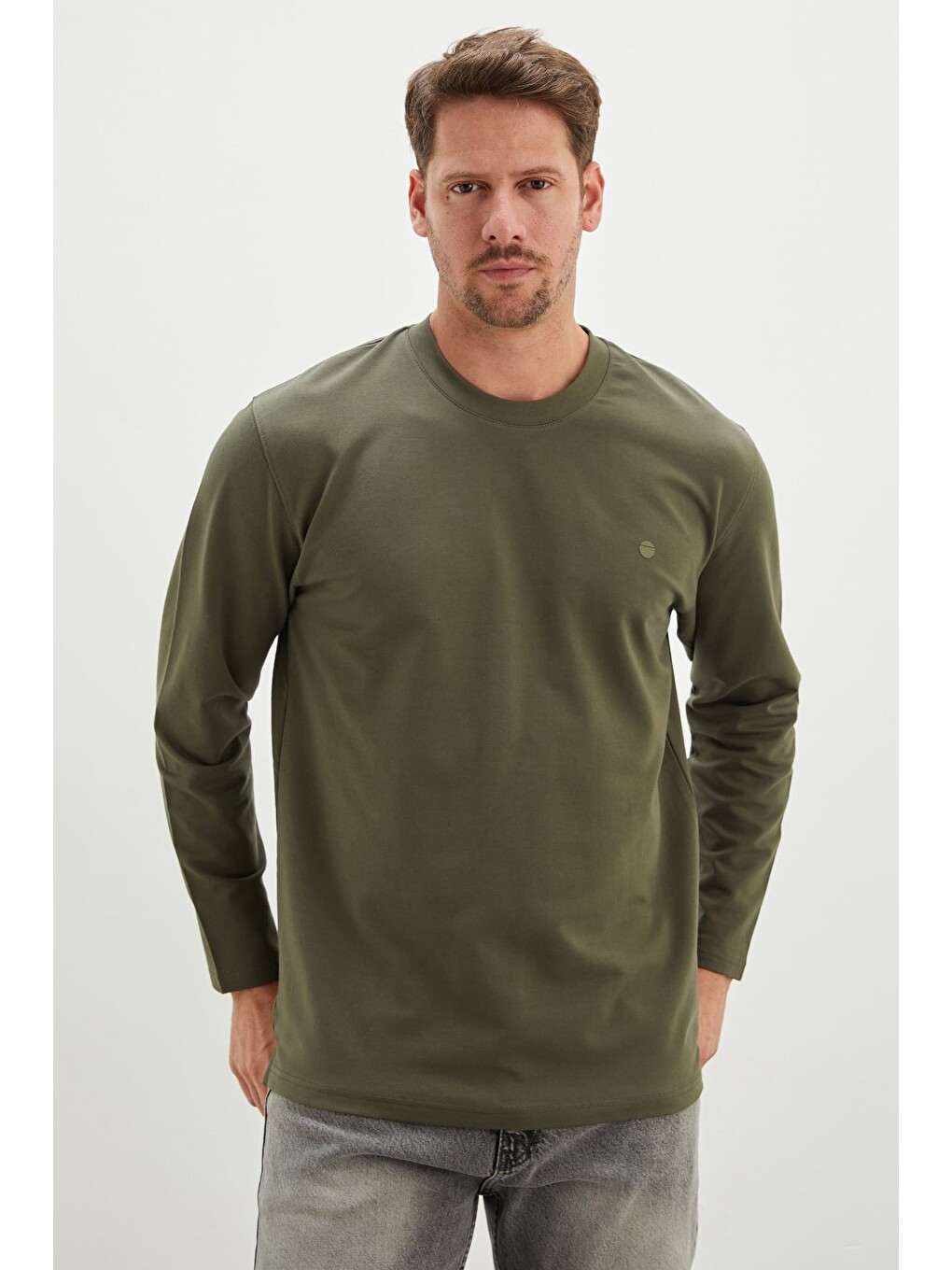Yeşil Baskılı Bisiklet Yaka Sweatshirt-3