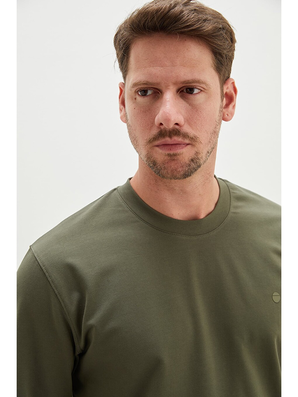 Yeşil Baskılı Bisiklet Yaka Sweatshirt-4