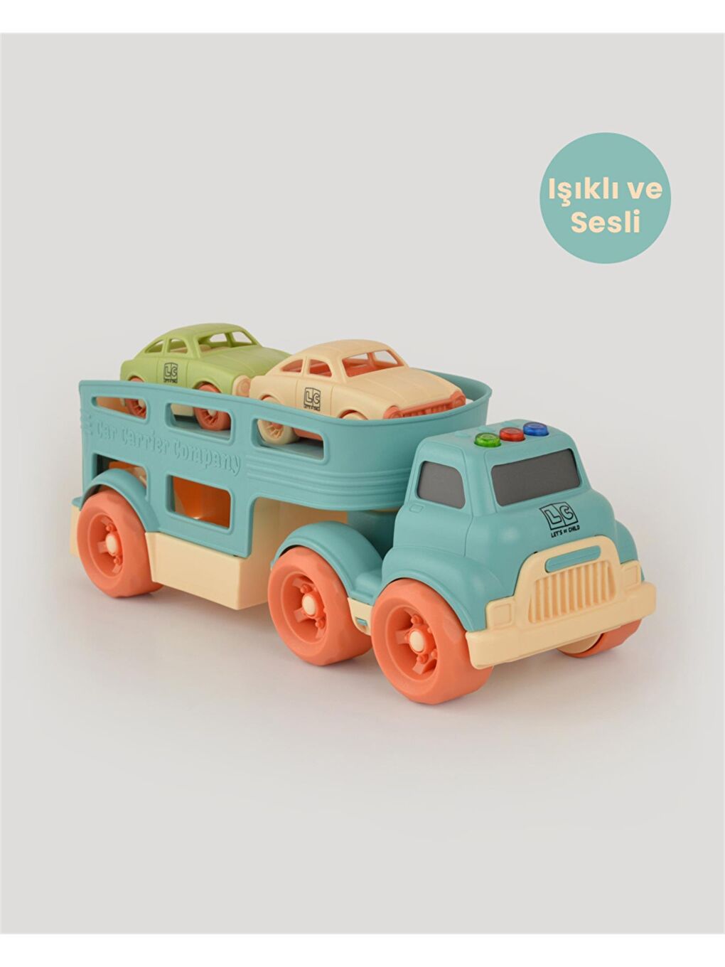 Turkuaz Sesli Ve Işıklı Taşıyıcı Tır