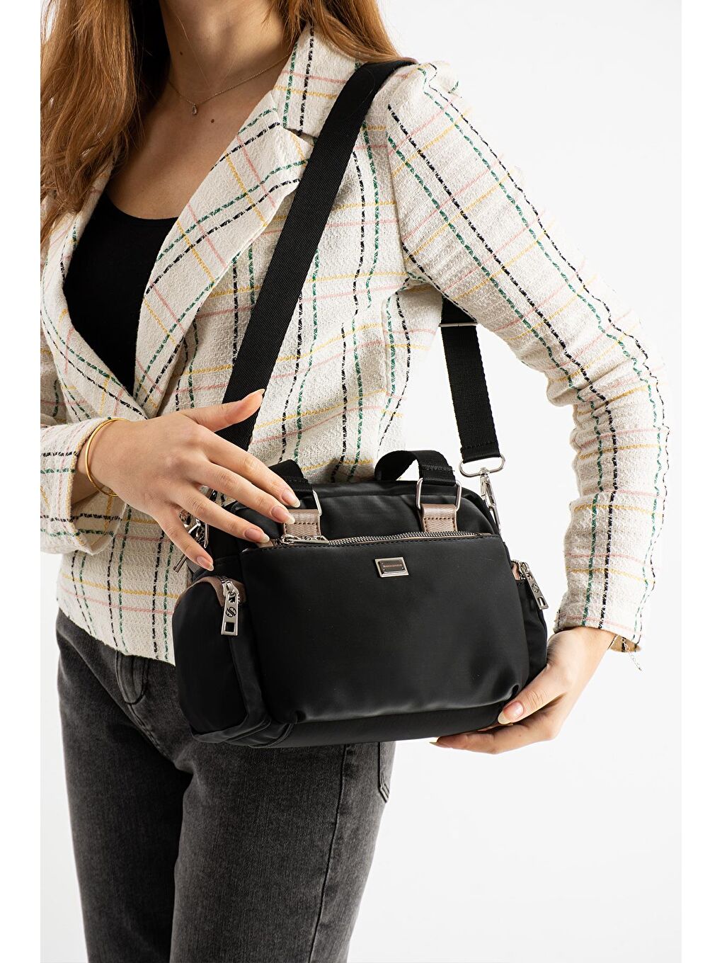 Siyah Cantona 5 Gözlü Kadın Omuz Çantası BP-4845O-1