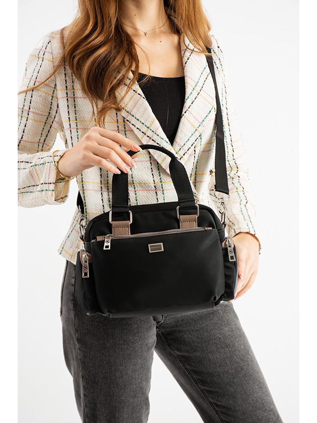 Siyah Cantona 5 Gözlü Kadın Omuz Çantası BP-4845O-2