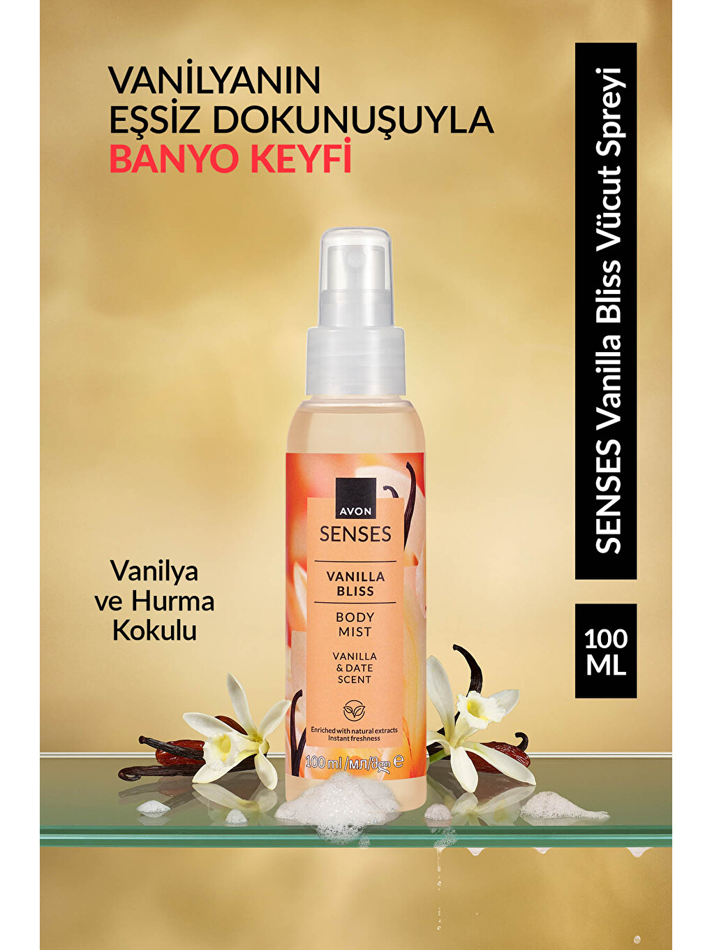 Senses Vanilla Bliss Vanilya ve Hurma Kokulu Vücut Spreyi 100 Ml.-1