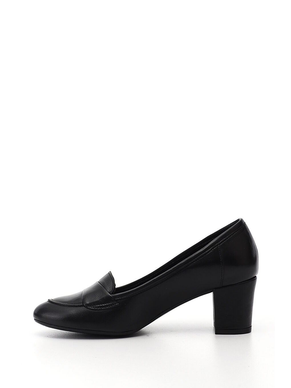 Siyah Kadın SİYAH Kalın Topuklu Hakiki Deri Ayakkabı-2