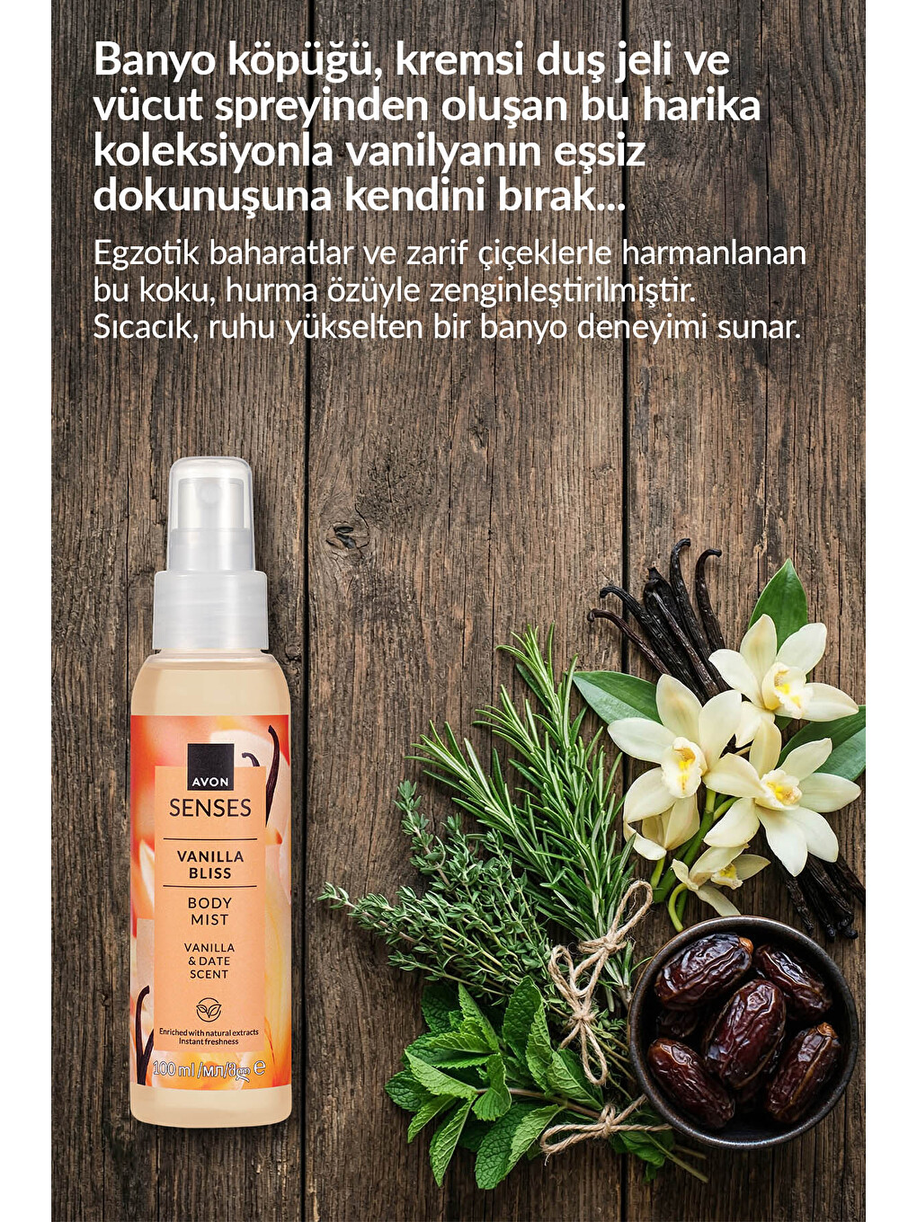 Senses Vanilla Bliss Vanilya ve Hurma Kokulu Vücut Spreyi 100 Ml.-2