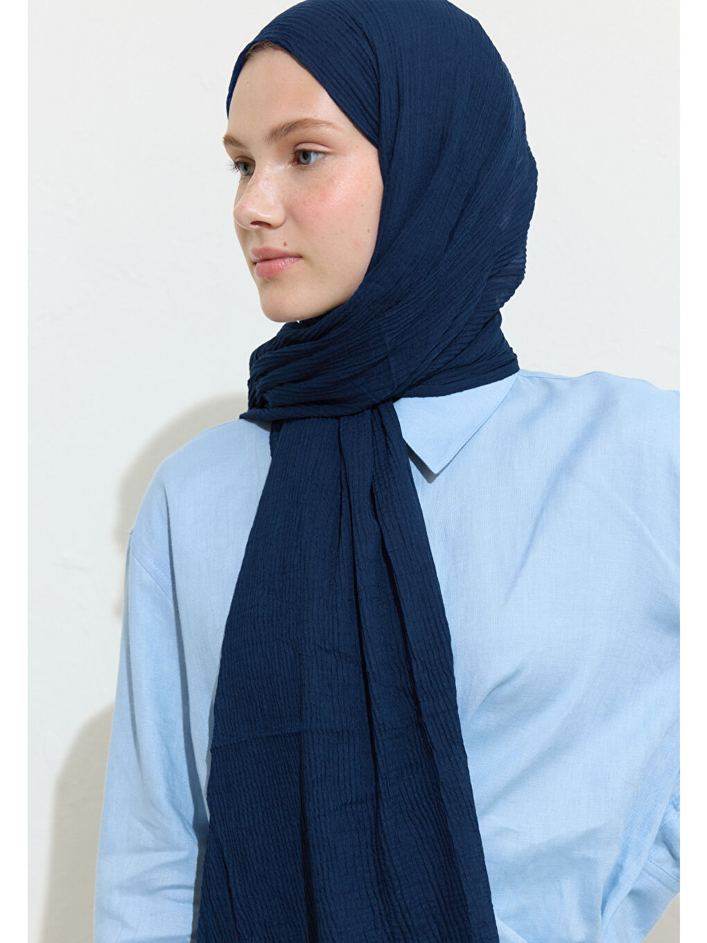 Modal Krinkıl Şal Gece Mavisi-3