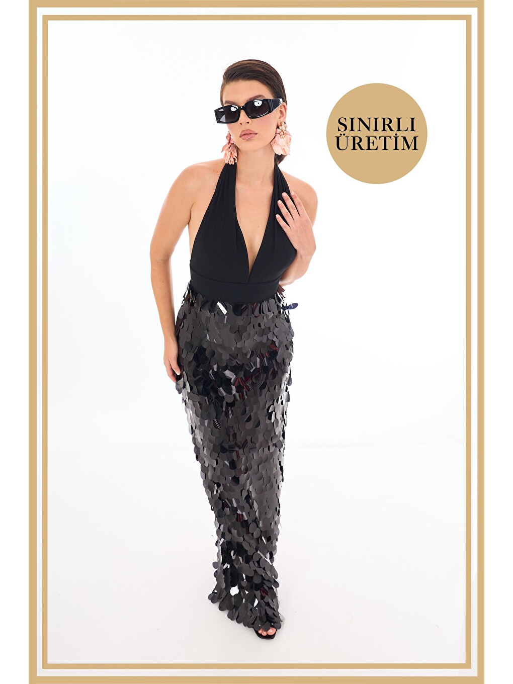 Limited Edition | Andrea Siyah Uzun Elbise-3
