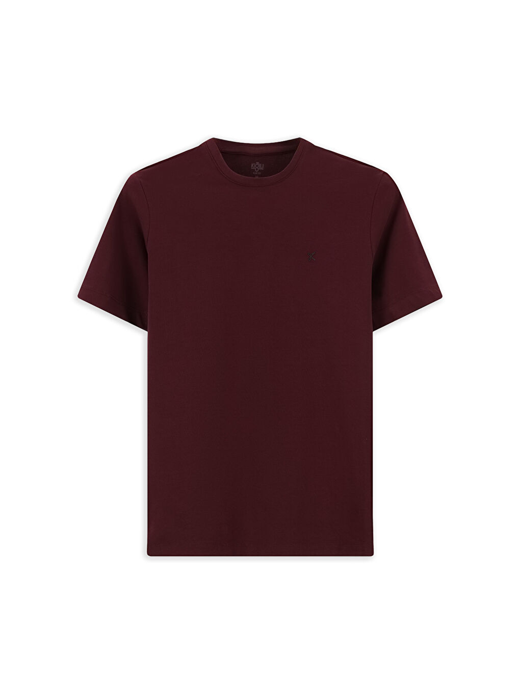 Bordo Bisiklet Yaka Slim Fit Dar Kesim Süprem Pamuklu Tişört-5