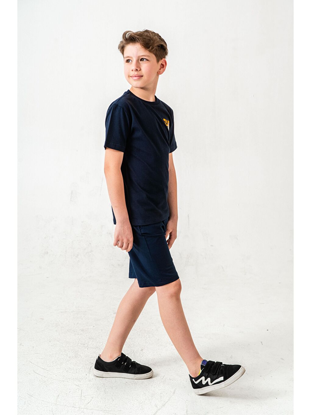 Lacivert Ust On Ve Arka Baskılı Erkek Çocuk Şort - Tişört Takımı-4