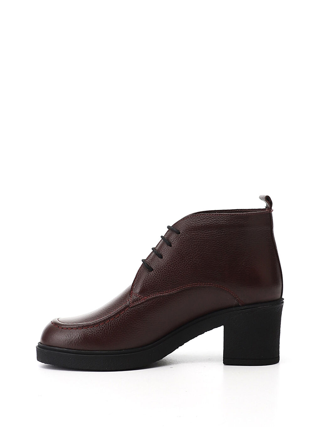 Bordo Kadın KOYU BORDO Fermuarlı Kalın Topuklu Hakiki Deri Bot-2
