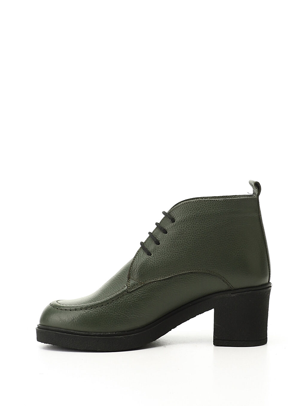 Kadın HAKİ BASKILI Fermuarlı Kalın Topuklu Hakiki Deri Bot-2