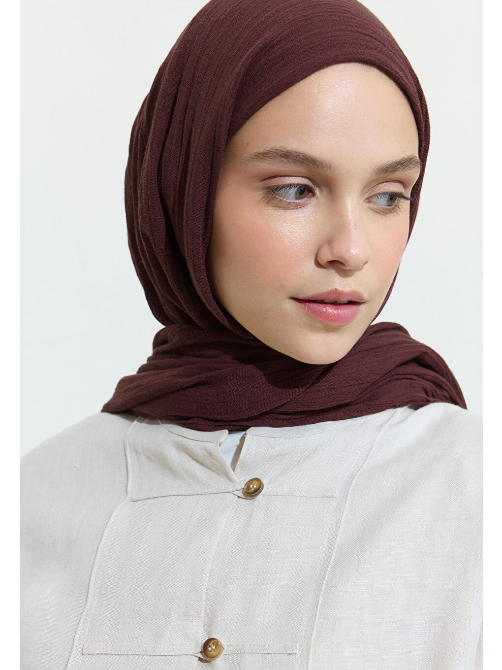 Kırmızı Pamuklu Keten Şal Blackberry Jam-1